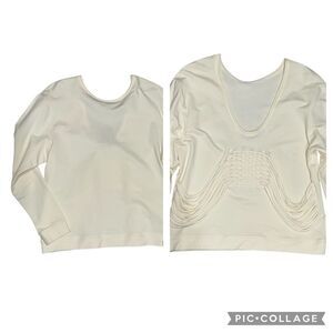 Zara Special T W&B Collection Cream Woven Back‎ Longsleeve Top Sz S Nw/oT
